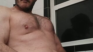 Horny Muscle Bear (CK Kodiak) Blows Big Load In Shower