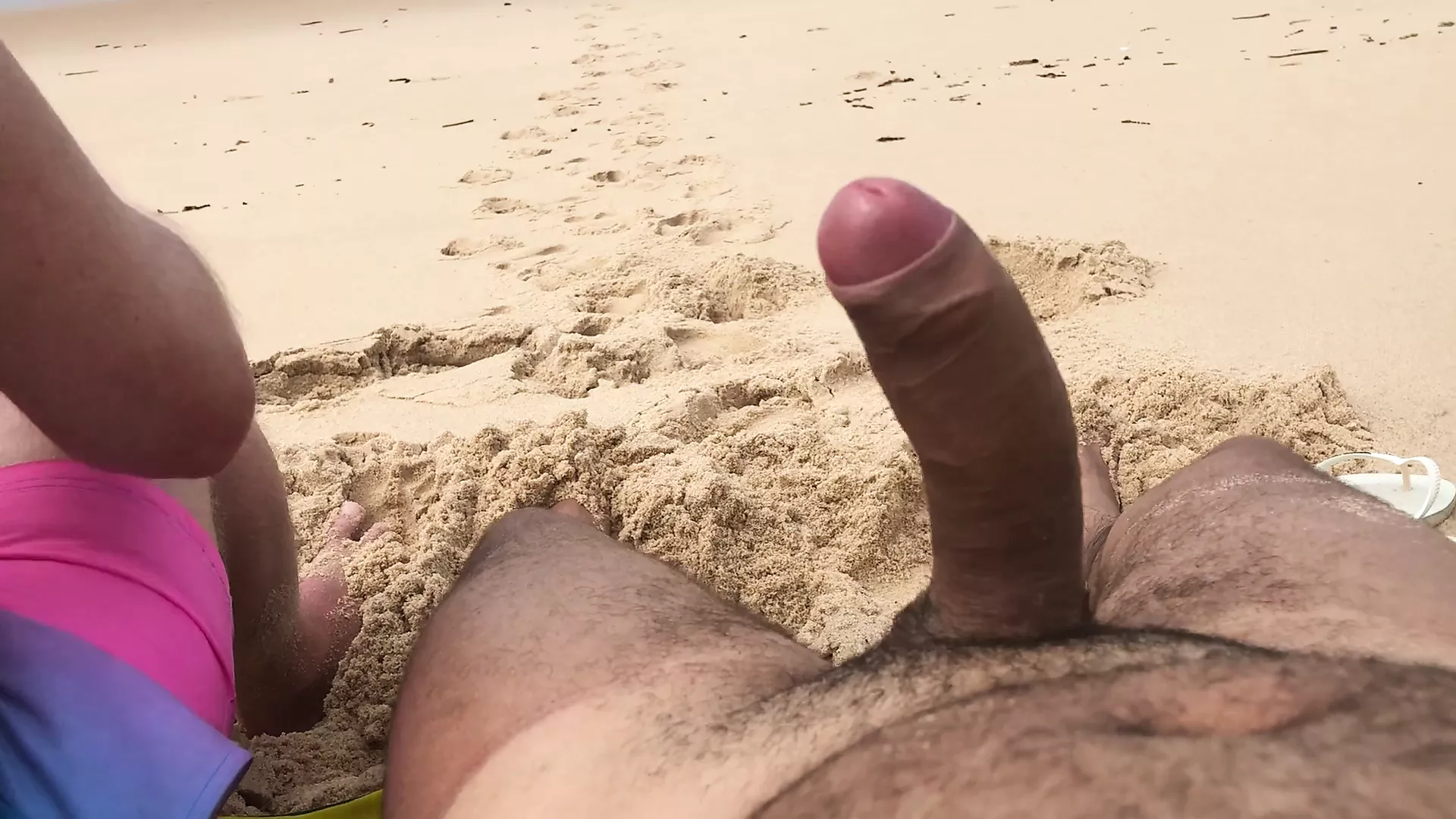 My straight friend touch my dick in the beach