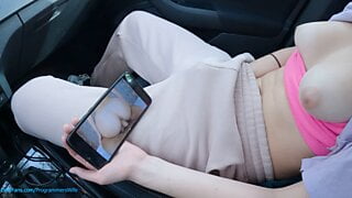 Teen masturbates in a public car park watching her porn video – ProgrammersWife