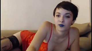 short haired girl on webcam
